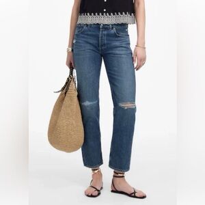 Madewell The Dean Easy Straight Crop Jean — Medium Wash, Size 27